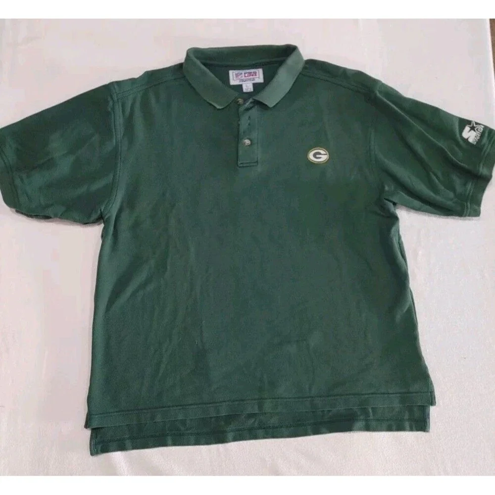 Vintage Starter NFL Pro Line Green Bay Packers S/S Polo Shirt Adult Size Large